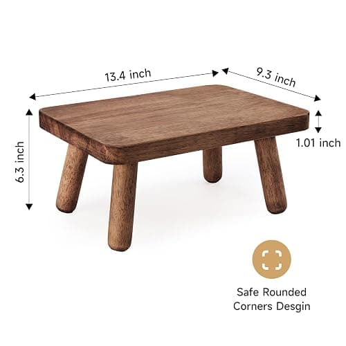 Jurath Wooden Step Stool for Adults Office's Step Stool Heavry Duty Stepping Stools for Office, Bedroom, Garden, Bathroom with Four Detachable and Assembled Legs Chocolate Brown (Classic 6.3" inch) thumbnail 3