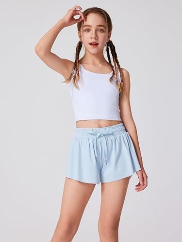 LaBeca Girls Flowy Athletic Shorts Running Tennis Active Butterfly Shorts Double Layer with Pockets Quick-Drying Shorts thumbnail 3