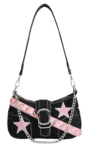 Ecohaso Grunge Shoulder Bag Fairy Grunge Hobo Bag Denim Chain Y2K Purses Crossbody Bag for Women - Image 1