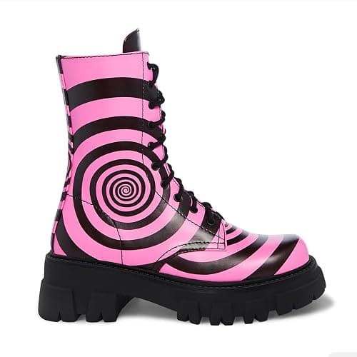 driceic Women's Combat Boot Zebra Platform Ankle Adjustable Lace-Up Vamp Inside Zipper Fashion Party Boots thumbnail 4