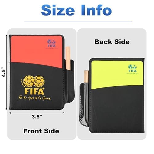Cosmos Soccer Referee Card Set Red Card Yellow Card Wallet Set with Metal Referee Whistle & Score Sheets, Soccer Referee Accessories Kit for Soccer Football Match Sports Game, Random Rope Color. thumbnail 3
