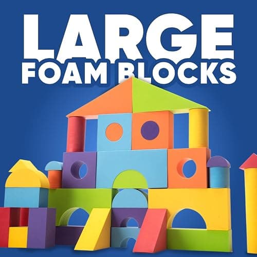 Set of 34 Large Foam Blocks for Toddlers - Stacking Soft Blocks for Kids with Shapes & Colors Learning - Construction Building Preschool Toys - Soft Toy for Daycare Toddlers 3-5 & Above thumbnail 3