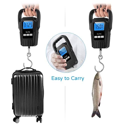 Digital Fish Scale Hanging Scale Fishing Scale, SKEAP 110lb/50kg Luggage Scale,Fish Weighing Scale, Upgrade Large Handle & Backlit LCD Display, Black,Fishing Gifts for Men,Black thumbnail 2