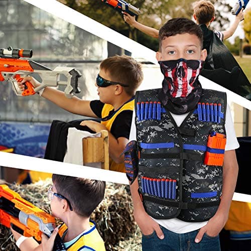 KKONES Kids Tactical Vest Kit for Nerf Guns Series with Refill Darts,Dart Pouch, Reload Clips, Tactical Mask, Wrist Band and Protective Glasses, Toys for 8 9 10 11 12 Year Boys thumbnail 7