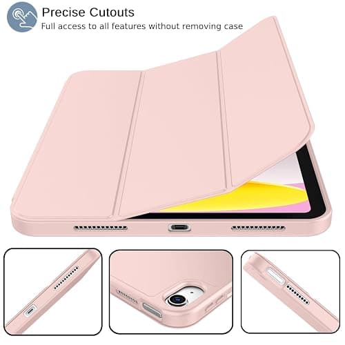 iMieet iPad (A16) Case 11th Gen/iPad 10th Generation Case [11-Inch 2025/10.9 Inch 2022] with Pencil Holder, Trifold Stand Smart Cover with Soft TPU Back,Auto Wake/Sleep(Rose Pink) thumbnail 2