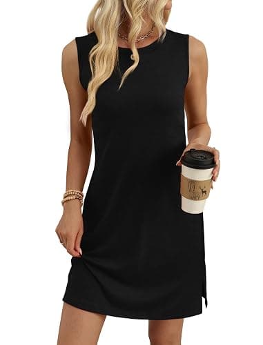 WIHOLL Casual Dresses for Women Crewneck Sleeveless Tank Dress Summer Spring Boho Vacation Clothes thumbnail 4
