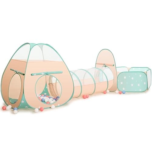 SISTICKER 3 in 1 Kids Play Tent with Baby Ball Pit and Play Tunnel, Toddler Climbing Toys for Boys, Girls, Babies, Indoor Outdoor Pop Up Playhouse Tunnel Toys (Balls NOT Included) - Image 1
