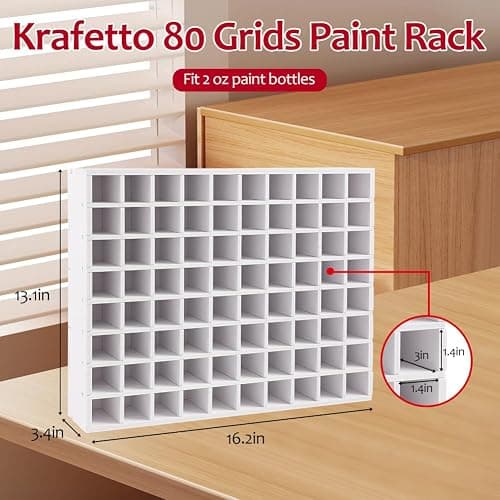 80 Grids Paint Organizer, Wall Mountable Craft Paint Storage Rack, Paint Bottle Holder Stand for 2 oz Bottles, Paint Holders for Craft Room Organization thumbnail 3