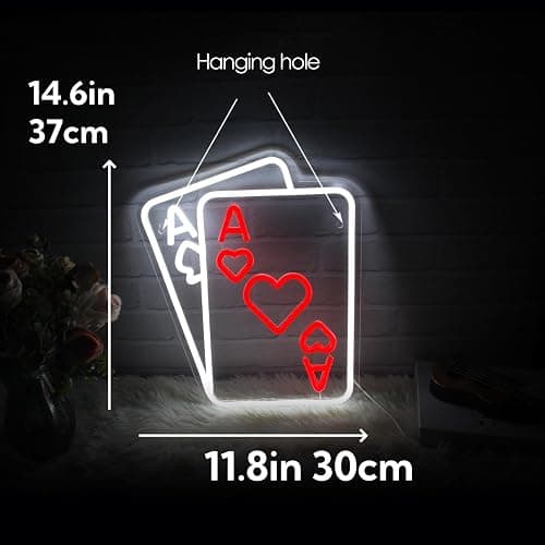 Poker Neon Signs for Wall Decor Led Sign for Poker Room Decor Playing Cards Dice Accessories for Casino Decorations Man Cave Gift thumbnail 2