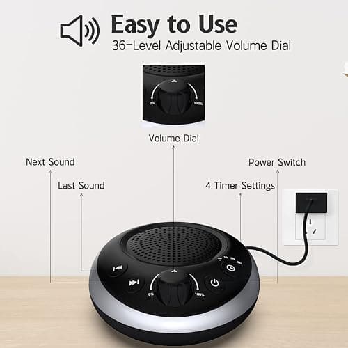 Sound Machine Loud White Noise Machine Nonstop Brown Noise Machine 30 Soothing Sounds for Baby Kids Adults Plug in Pink Noise Sleep Machine 36-Level Vol 4 Timer Memory Function for Home Travel Office thumbnail 3