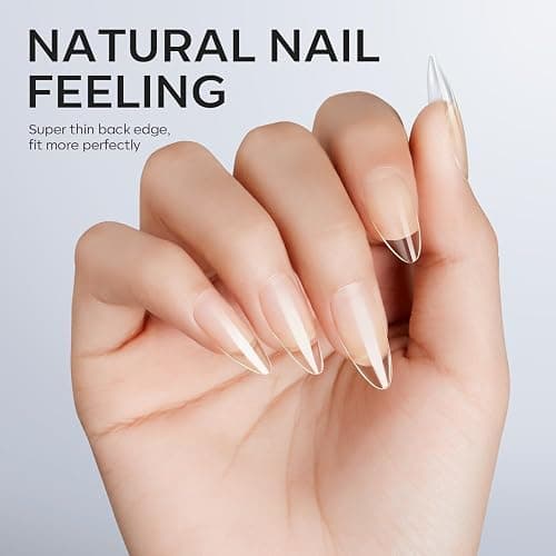Modelones Almond Fake Nail Tips -510Pcs Medium Soft Gel Nail Tips Almond Shape Pre Etched Half Matte Full Cover Clear Acrylic Gel Kit False Press on for Extension Manicure Salon DIY at Home 15 Sizes thumbnail 7