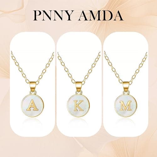 PNNY AMDA Initial Necklace for Women: 18K Gold Plated Nature Shell Pendant – Letter Necklace for Women Trendy Jewelry Gifts thumbnail 4