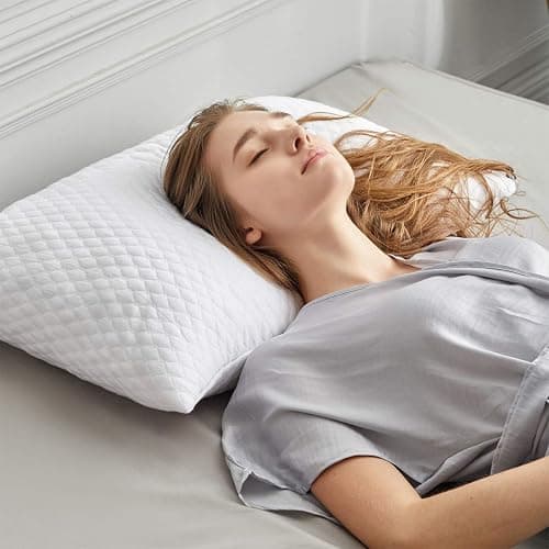 NTCOCO Shredded Memory Foam Bed Pillows for Sleeping Queen Size Set of 2,with Washable Removable Hypoallergenic Sleep Pillow for Back and Side Sleeper thumbnail 3