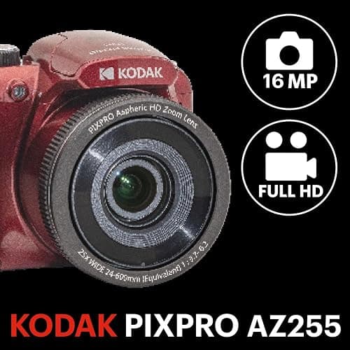 KODAK PIXPRO AZ255-RD 16MP Digital Camera 25X Optical Zoom 24mm Wide Angle Lens Optical Image Stabilization 1080P Full HD Video 3" LCD Vlogging Camera (Red) - Red thumbnail 2
