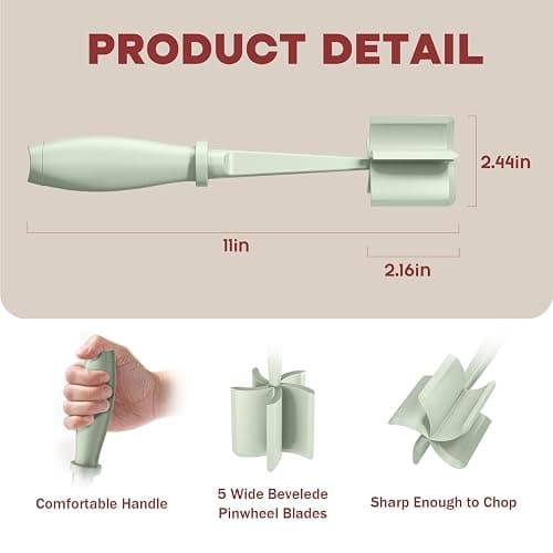 Meat Chopper, Hamburger Grinder, Premium Heat Resistant Smasher for Ground Beef, Burger Grinder Nylon Potato Mix Tool-Green thumbnail 3