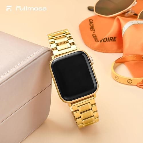 Fullmosa Metal Band for Apple Watch 42(S11/10)/41/40/38mm, Gold | Fits iWatch SE 3/2/1 Series11 10 9 8 7 6 5 4 3 2 1,Stainless Steel Replacement Strap,Women Men thumbnail 3