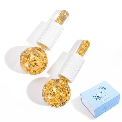 CIBLUTY Ice Cryo Sticks Facial Globe with Golded Essence- 2PC Cooling Globes for Cold or Hot Skin Massagers, Face Globe for Skin Care Routine - Image 1