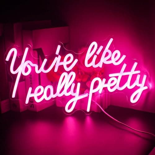 Lucunstar You're Like Really Pretty Neon Sign Led Sign Pink Led Neon Light for Wall Decor Neon Signs for Wall Decor Light Sign for Wedding Dimmable Switch USB with Neon Sign for Bedroom Home Decor - Image 1