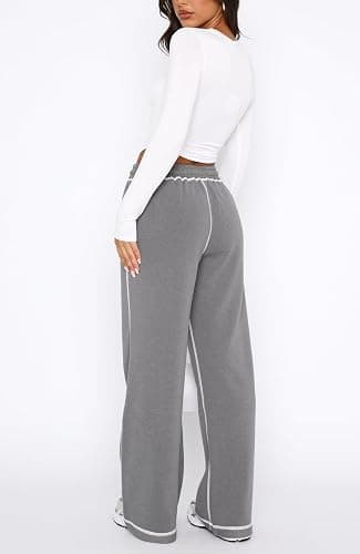 DISCIPBUSH Track Pants Women Sweatpants Soft Jogging Straight Pajama Sweats Wide Leg Sweatpants Women Lounge Pants Joggers thumbnail 3
