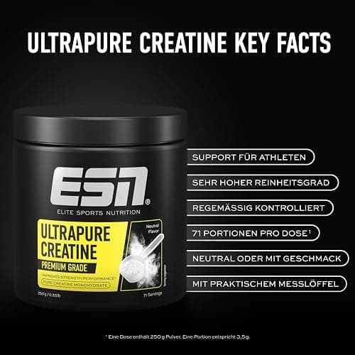 ESN Ultrapure Creatine Monohydrate, 250 g, 71 Portionen, Creatin Pulver, mikrofein & optimal löslich, vegan - made in Germany (Design kann variieren) thumbnail 3