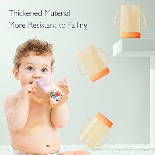Momcozy Squeeze Pouch Holder for Food Pouches and Drink Boxes, Baby Pouch Holder Allows Baby to Self-feed and Avoid Messes, Baby Food Pouch Holder Handle is Easy to Grip, Comfortable, Green&Orange thumbnail 9