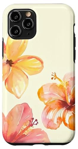 Tropical Hibiscus Summer Vibes Plumeria Flowers Watercolor Case for iPhone 11 Pro - Image 1