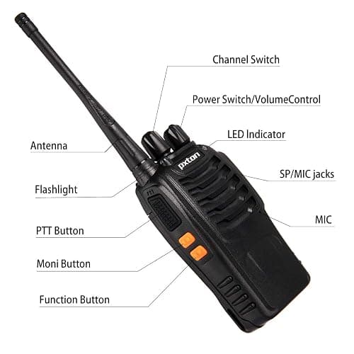 pxton Walkie Talkies Long Range for Adults with Earpieces,16 Channel Walky Talky Rechargeable Handheld Two Way Radios with Flashlight Li-ion Battery and Charger（4 Pack） thumbnail 5