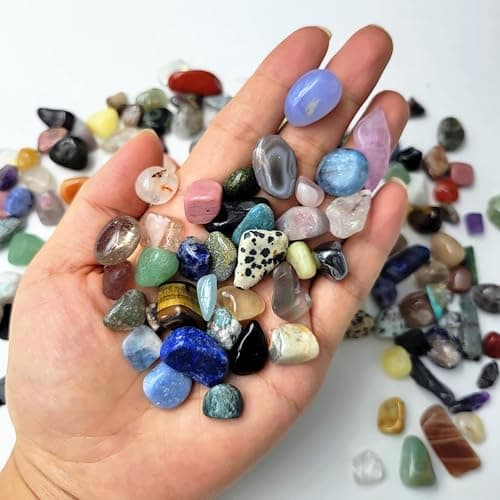 60Kinds+ Gemstones and Crystals Set,Bulk Tumbled Chips Crystals for Jewelry Making,Crushed Stones Rocks and Minerals Science Kit (0.55lb(60-65types)) thumbnail 6