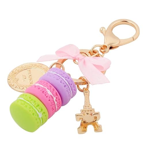 ZOONAI Macaron Cake Eiffel Tower Keychain Bowknot Car Keyring Bag Purse Pendant thumbnail 2