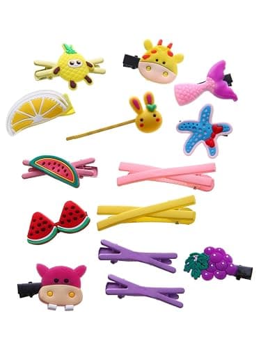 56PCS Toddler Hair Accessories Set: Colorful Rainbow Barrettes, Pins, Candy Fruits, Butterflies for Kids' Stylish Hairstyles - 56 PCS thumbnail 4