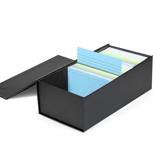 Harhana 3x5 Index Card Holder Card File Box Organizer, Hold 1200 3x5-Inch Flash Cards 1 Pack Black - Image 1