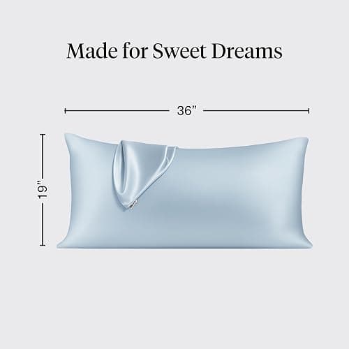 Kitsch Satin Pillowcase, Softer Than Silk Pillow Cases King, Cooling Pillow Covers, Satin Pillowcase with Zipper for Hair, Skin & Quality Sleep, Wrinkle-Free & Smooth, King Size 19"x36", Haze Blue thumbnail 2