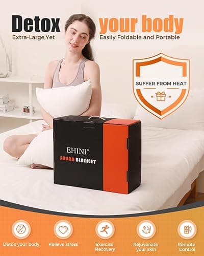 EHINI Infrared Sauna Blanket-Sauna Blanket for Home Use, Portable Design for Relaxation and Detoxification Highest 176℉, 20-60 Minutes Timer, 6 ft x 2.65 ft (Black) thumbnail 5