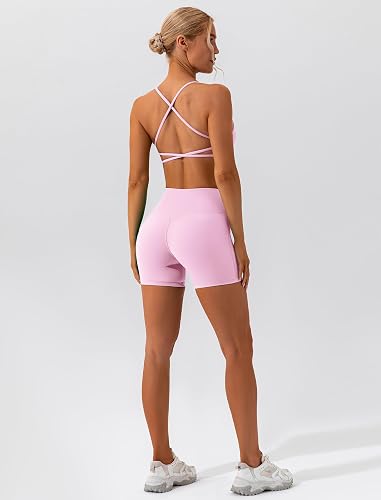 ABOCIW Workout Sets for Women 2 Piece Twist Front Halter Sports Bras High Waist Biker Shorts Exercise Gym Yoga Outfit thumbnail 6
