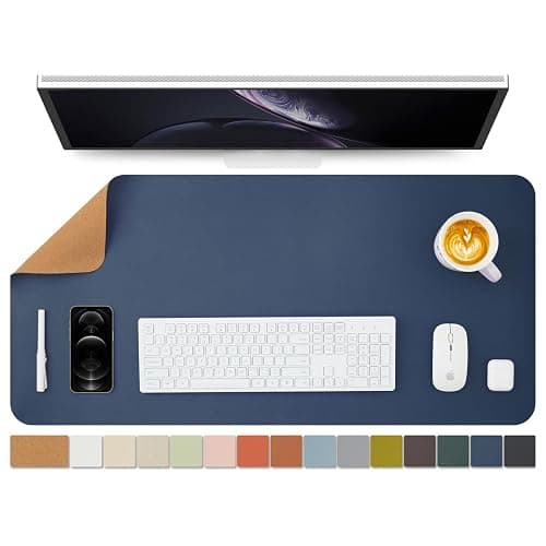 Cork Desk Mat - Dual-Sided Desk Pad for Office and Home - Desk Organization and Accessories - Ideal for Large Mouse Pad and Desk Mats on Top of Desks(Dark Blue,90cmx 43cm) - Image 1