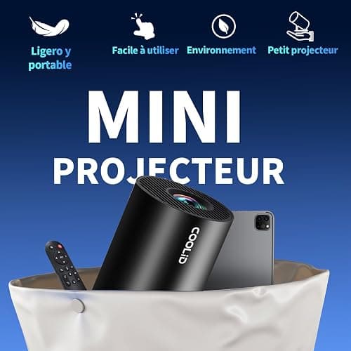 [Apps intégrées & 2026 Upgraded] Mini Vidéoprojecteur Supporte 4K 1080P avec 5G WiFi 6 Et BT 5.4 Le Projecteur Soutien Rotation 180° Portable Projecteur Video Applicable Laptop/HDMI/TV Stick,Negro thumbnail 5