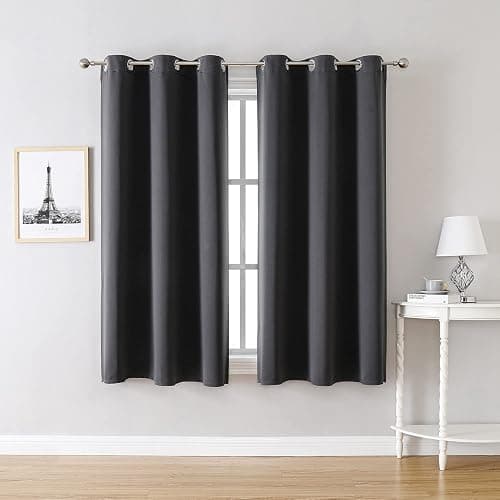 ChrisDowa Grommet Blackout Curtains for Bedroom and Living Room - 2 Panels Set Thermal Insulated Room Darkening Curtains (Dark Grey, 42 x 63 Inch) thumbnail 2