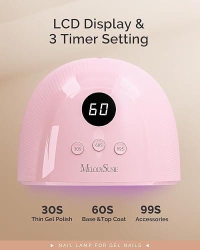MelodySusie Compact Advanced UV LED Nail Lamp, P-Plus30F Nail Dryer with 3 Timers & Smart Sensor Cures All Gels, Especially Rhinestone Glue, Solid & Liner Gel Polishes for Advanced DIY at Home Pink thumbnail 5