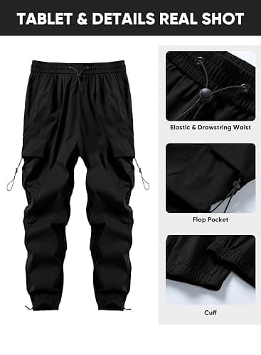 JMIERR Men's Baggy Cargo Pants Trendy Casual Parachute Pant Loose Fit Harem Joggers with Pockets for Streetwear thumbnail 4
