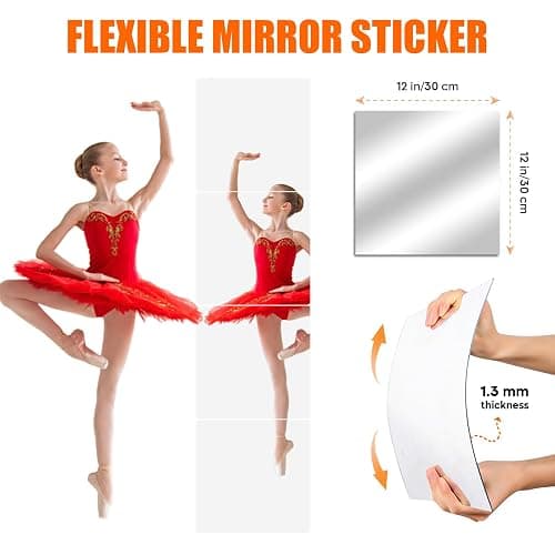 4 PCS 12" x 12" Full Length Mirror Tiles Acrylic Plastic Wall Mounted Mirrors Home Gym Body Over The Door Bathroom Floor Workout Dorm Stick On Wall Mirror Decor Adhesive Unbreakable Square thumbnail 2