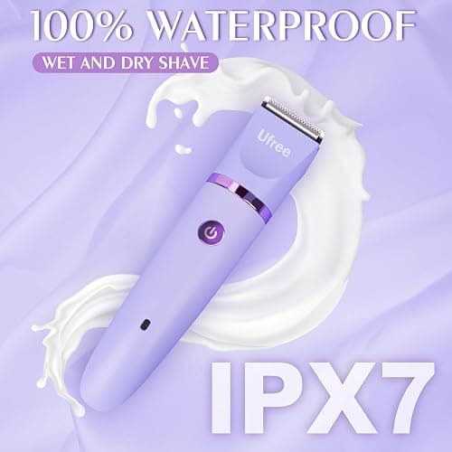 Ufree Bikini Trimmer Electric Razors for Women, Rechargeable Pubic Body Hair Trimmer Electric Shaver for Legs Body Hair, Bikini Shaver IPX7 Waterproof, Gifts for Women, Purple thumbnail 5
