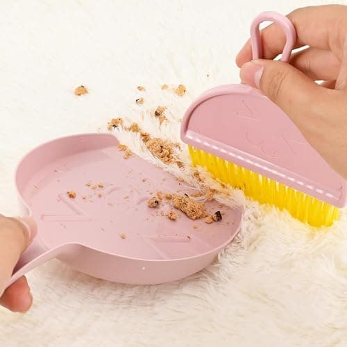 Shaloxar Small Broom and Dustpan Set,mini Compact Portable, for Home, Sofas, Kitchen countertops, Storage Shelves, Office desks, bathrooms, and pet Areas (Pink) thumbnail 2