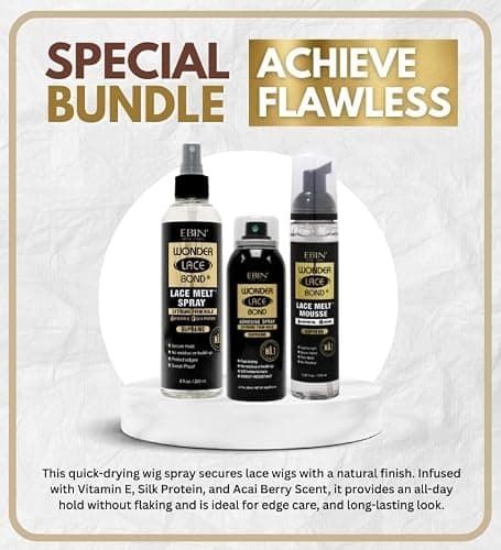 EBIN NEW YORK Melting Spray – Wonder Lace Bond LaceMelt Mini Supreme 8oz Bundle with Wig Adhesive Spray Supreme 2.7oz and Lace Melt Mousse 3.38oz Wig Styling and Blending Gift Set (3 Items) thumbnail 2