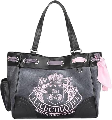 LAKEDREAM Y2K Women Vintage Retro Chic Embroidery Velvet Shoulder Bag Large Capacity E-girls Tote Bags Shopping Handbags - Gray - Image 1
