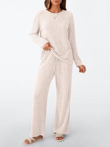 LILLUSORY Womens Lounge Sets 2 Piece Matching Pajamas Fall Outfits 2026 | Comfort stretch fabric, casual sweatsuits, cute loungewear with pockets, travel airport winter clothes thumbnail 2