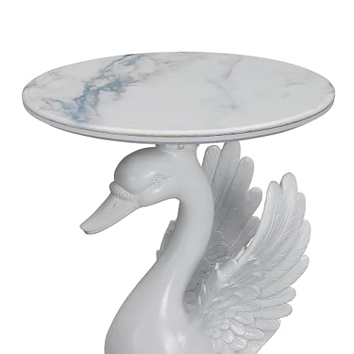 Sprgarde Luxury Swan Side Table, White Faux Marble Top Accent End Table, Decorative Coastal Sculpture Furniture for Living Room, Bedroom, Entryway Home Decor thumbnail 3