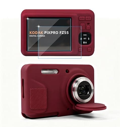 Frevyve Case for Kodak PIXPRO FZ55 Camera, Kodak FZ55 Accessories - Red | Kodak FZ55 Cover, Soft Silicone Protective Case, Anti-Scratch Shell with Removable Lens Cover, 2 Screen Protectors - Image 1