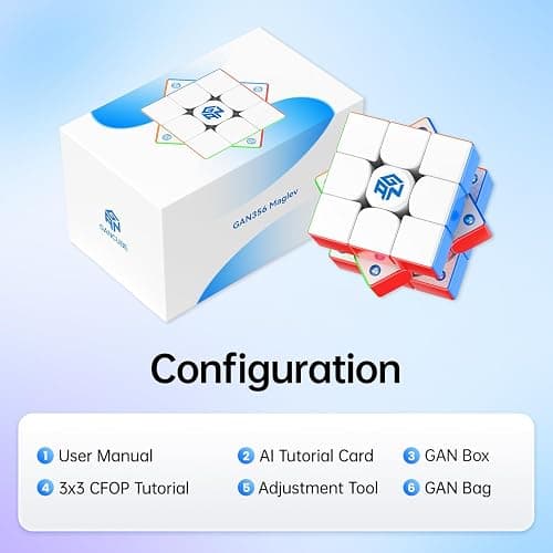GAN 356 Maglev 3x3 Magnetic Speed Cube Stickerless Gans 356M Magic Cubes, Magnetic Levitation Cube, 30°+ Auto-Aligning, 76 Magnets, Numerical Tuning Setting, Frosted Version thumbnail 8