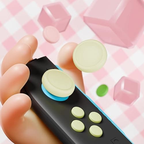 PlayVital Button Caps + Thumb Grip Set for Nintendo Switch 2, 8 Silicone Colorful ABXY Directional Button Covers & 4 Joystick Caps for Joycon - White & Pink & Antique Yellow & Matcha Green thumbnail 6