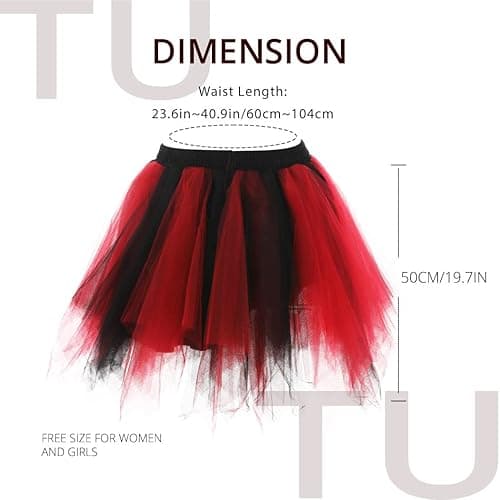TWINKLEDE Christmas in July Costume Tutu Skirt Xmas 1950s Dance Party Tulle Tutus for Women Adult - 66 Short - Black & Red thumbnail 6